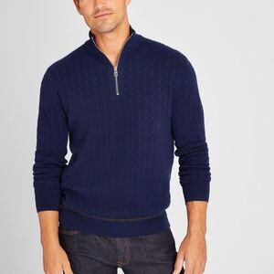 Cable Tipped Quarter-Zip Sweater - New With Tags - NEVER WORN - Navy